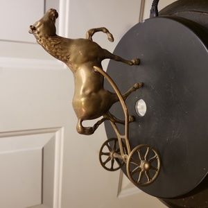 Bronze Brass Horse and Cart 2 Piece Vintage